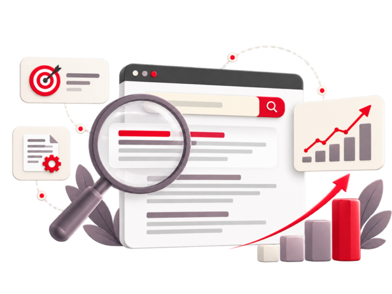 SEO services including keyword research, technical SEO and content optimisation