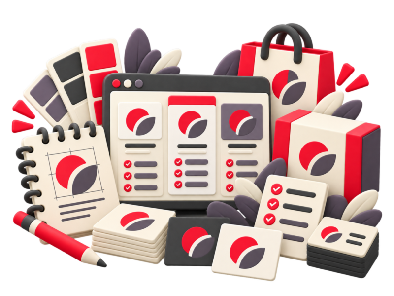 Logo design packages with multiple logo concepts, brand boards and package options